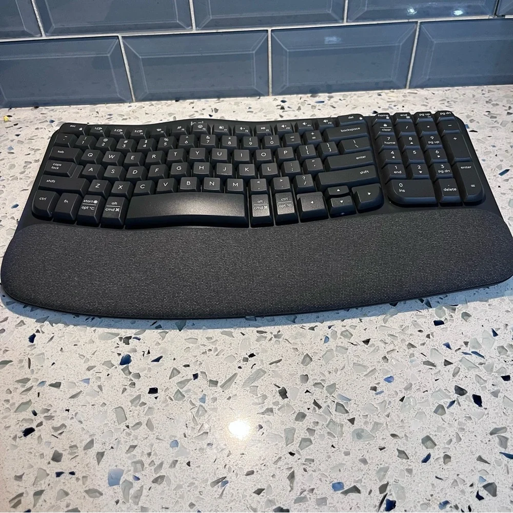 Logitech Black Ergonomic Curved Wireless Keyboard with Cushioned Palm Rest